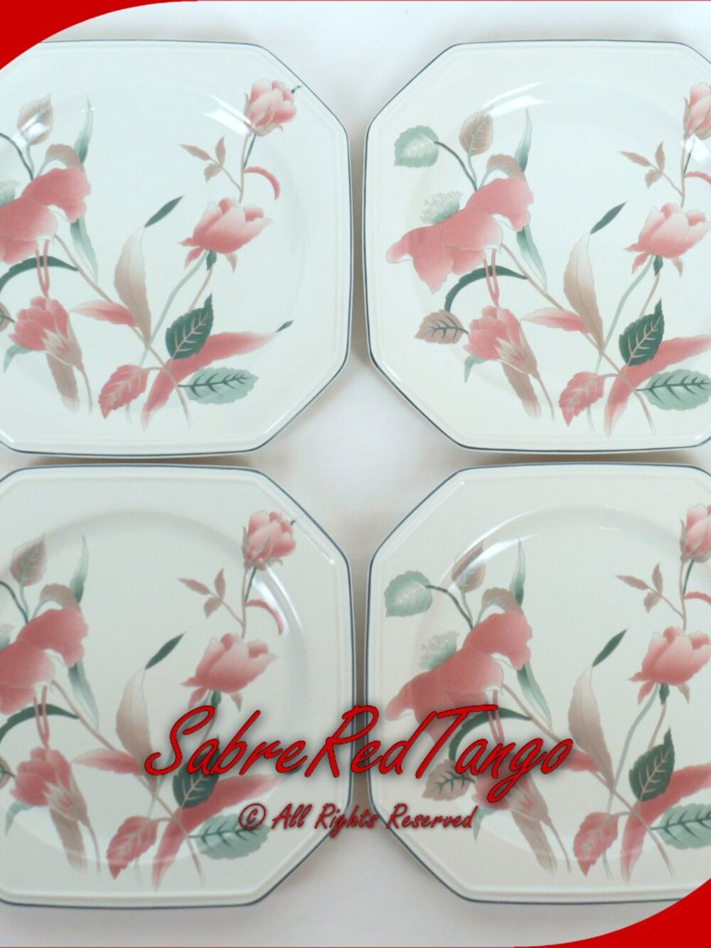 Vintage Mikasa Ceramic Dinner Plate Set Of 4 F3003 Silk Flowers